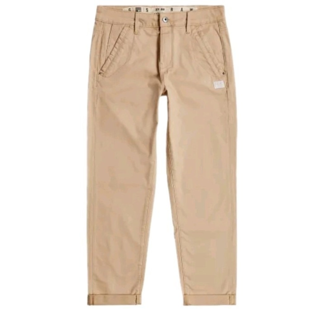 G-Star RAW Kate Boyfriend Pants D24393 Women (Tag 31x32) 36x28 Khaki Twill Chino